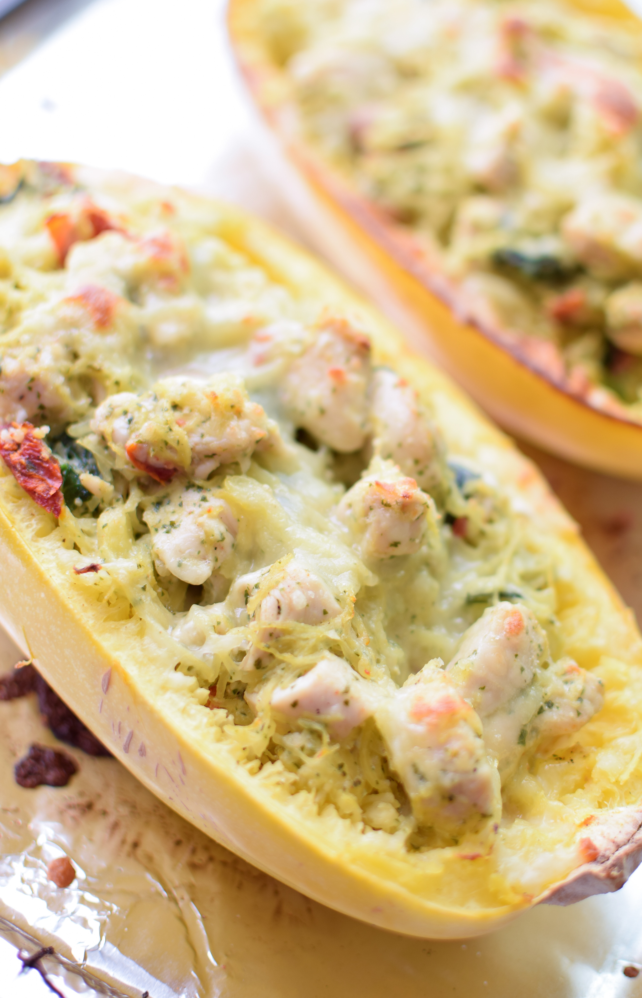 Pesto Chicken Stuffed Spaghetti Squash For Two Project