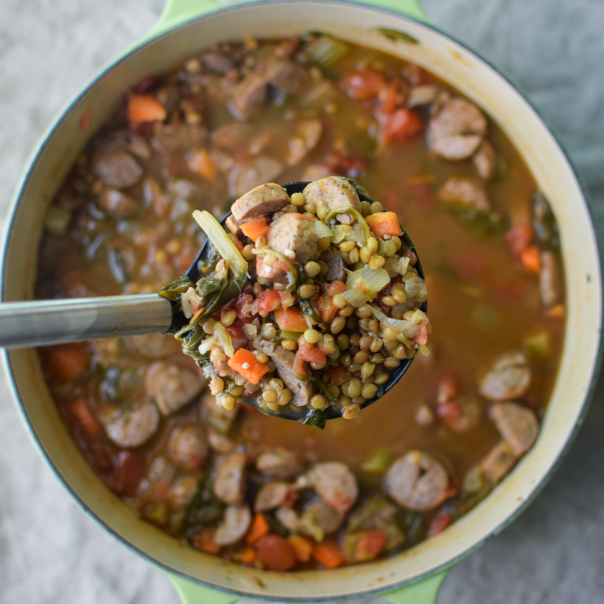 Vegetable & Chicken Sausage Lentil Soup