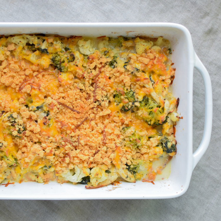 Veggie Loaded Rotisserie Chicken Casserole recipe - Delicious juicy chicken baked with broccoli, cauliflower, spinach, greek yogurt and more! Healthy and easy, from ProjectMealPlan.com