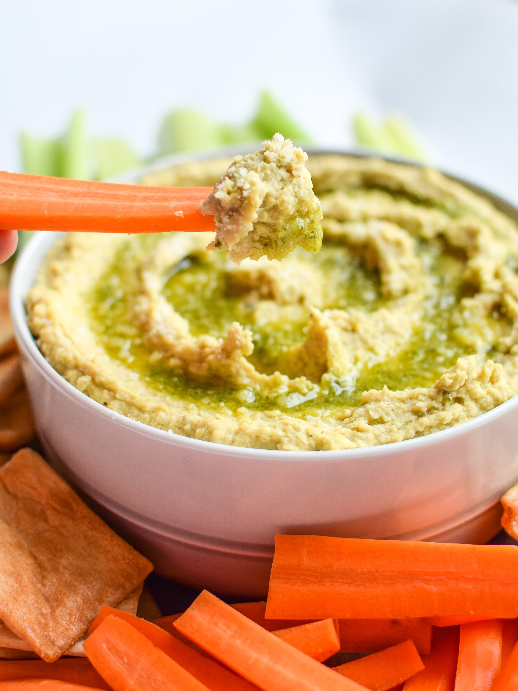 Snack Prep: Veggie Sticks with Easy Pesto Hummus - Project Meal Plan