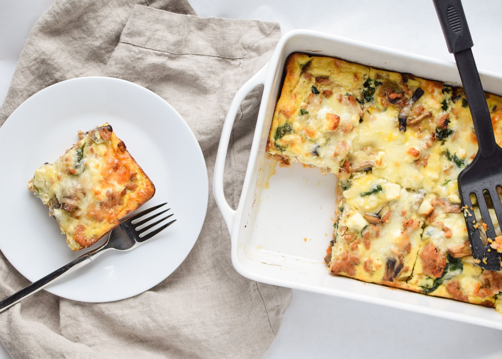 Spinach Feta Chicken Sausage Breakfast Casserole with Sweet Potato ...