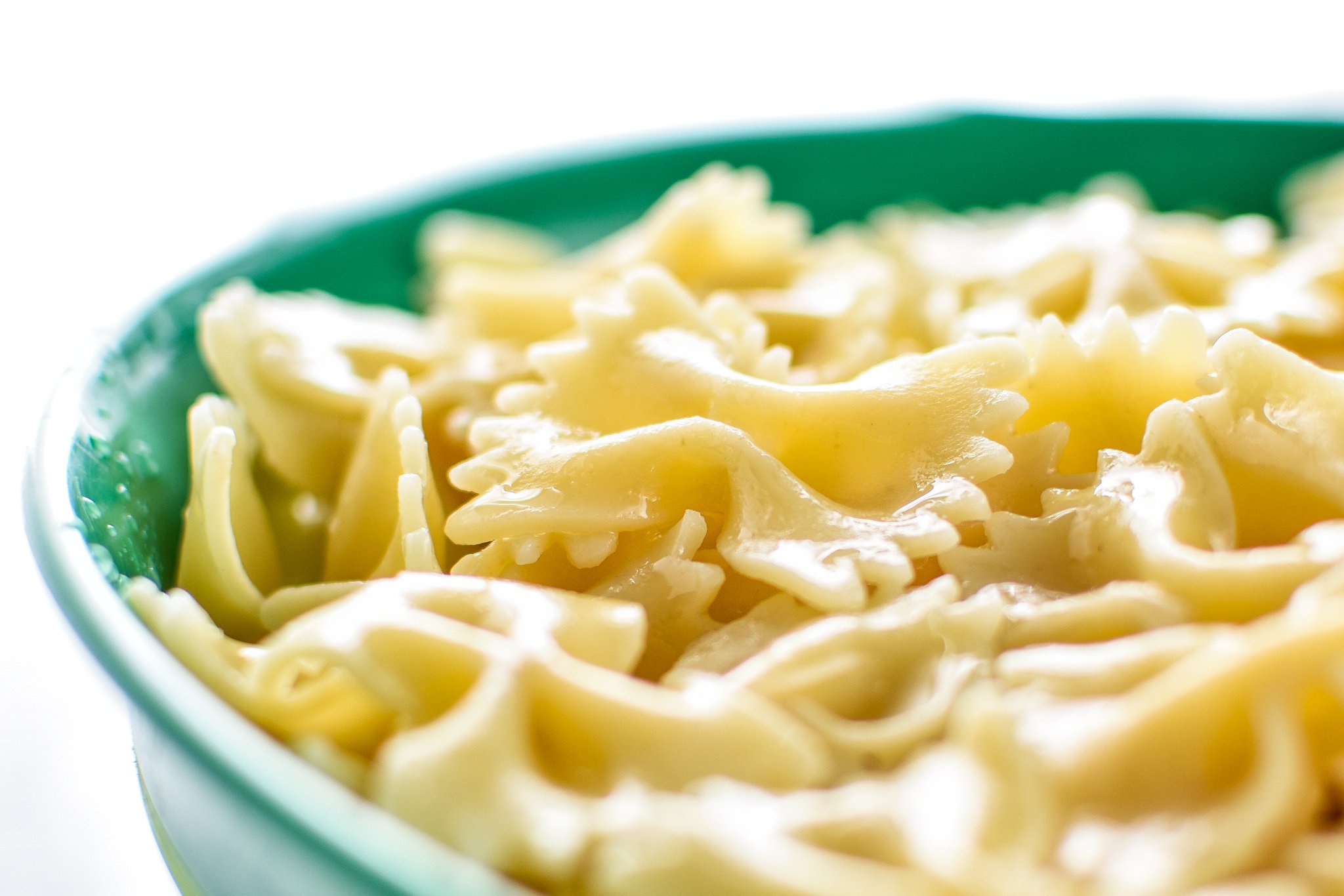 Cooked pasta ready for Incredibly Easy Pesto Pasta Salad - just 6 simple ingredients for the best make-ahead side dish! - ProjectMealPlan.com