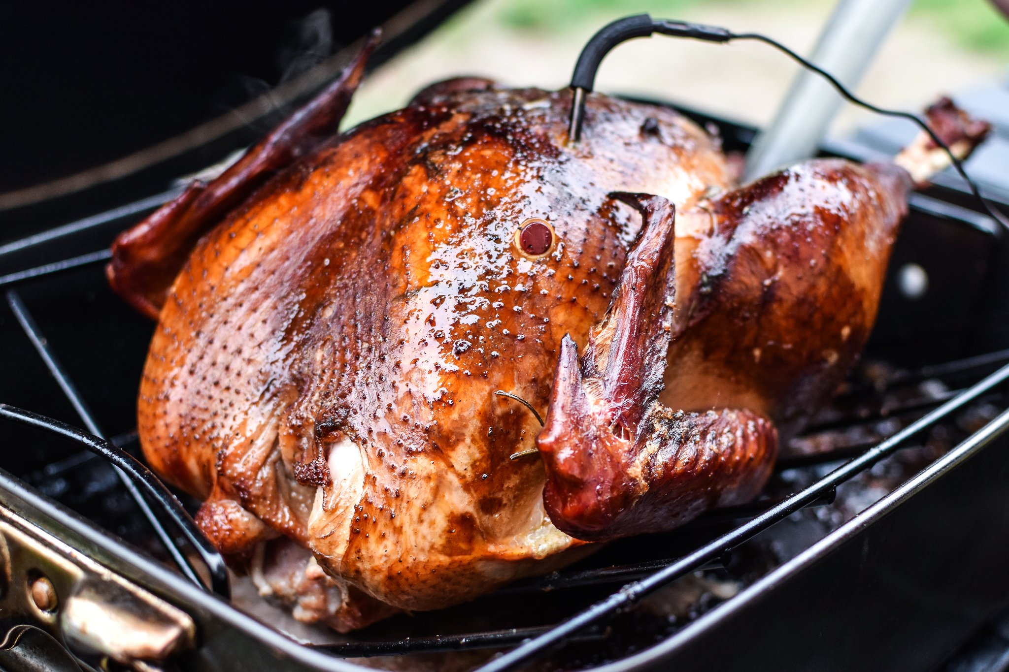 This is the smoked turkey on the grill that later turned into our leftover turkey for sandwiches!