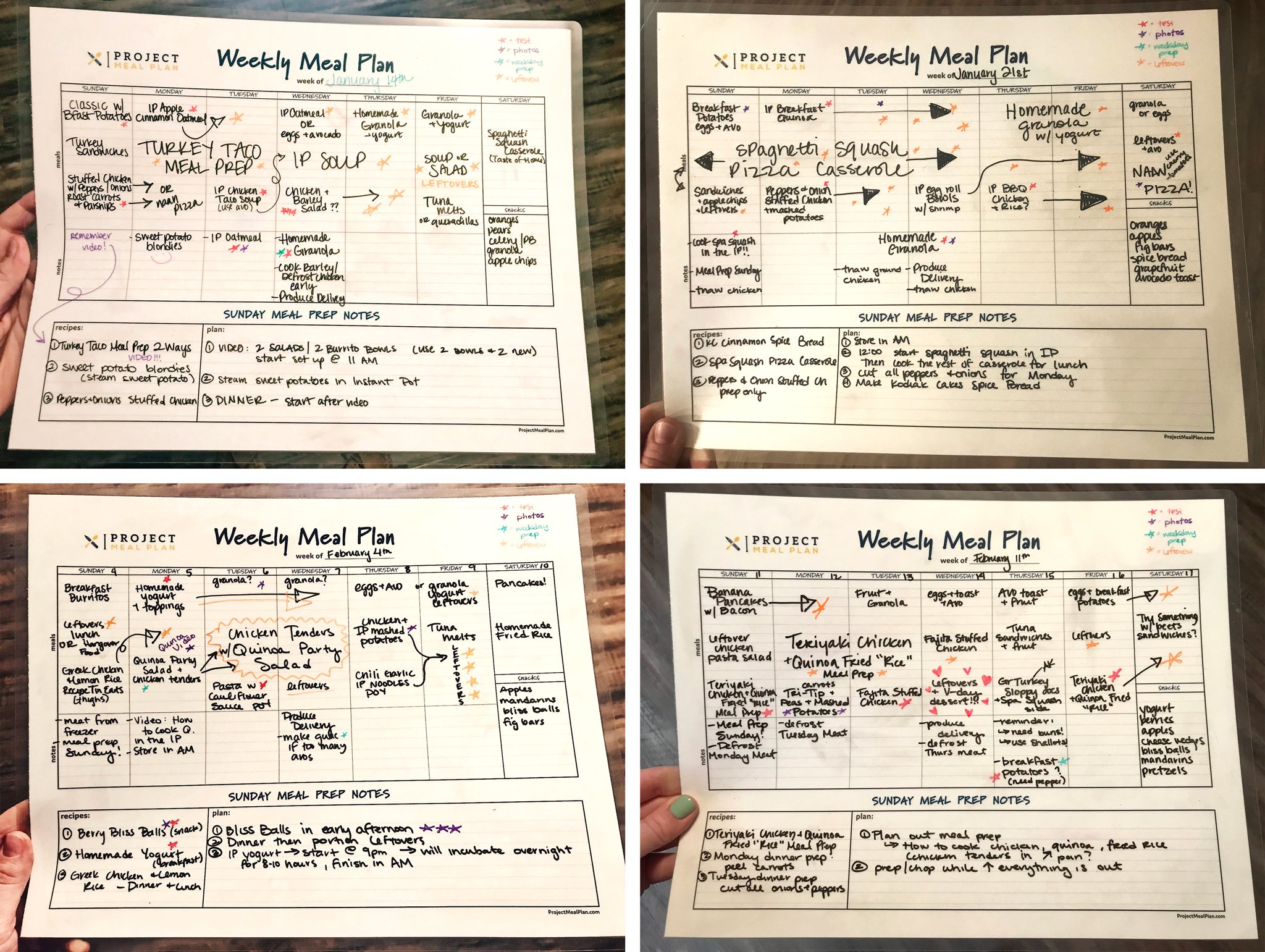 Weekly Food Menu Chart