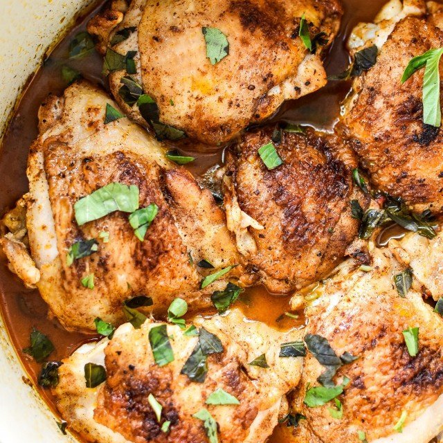 Hot Basil Coconut Braised Chicken Thighs - Project Meal Plan