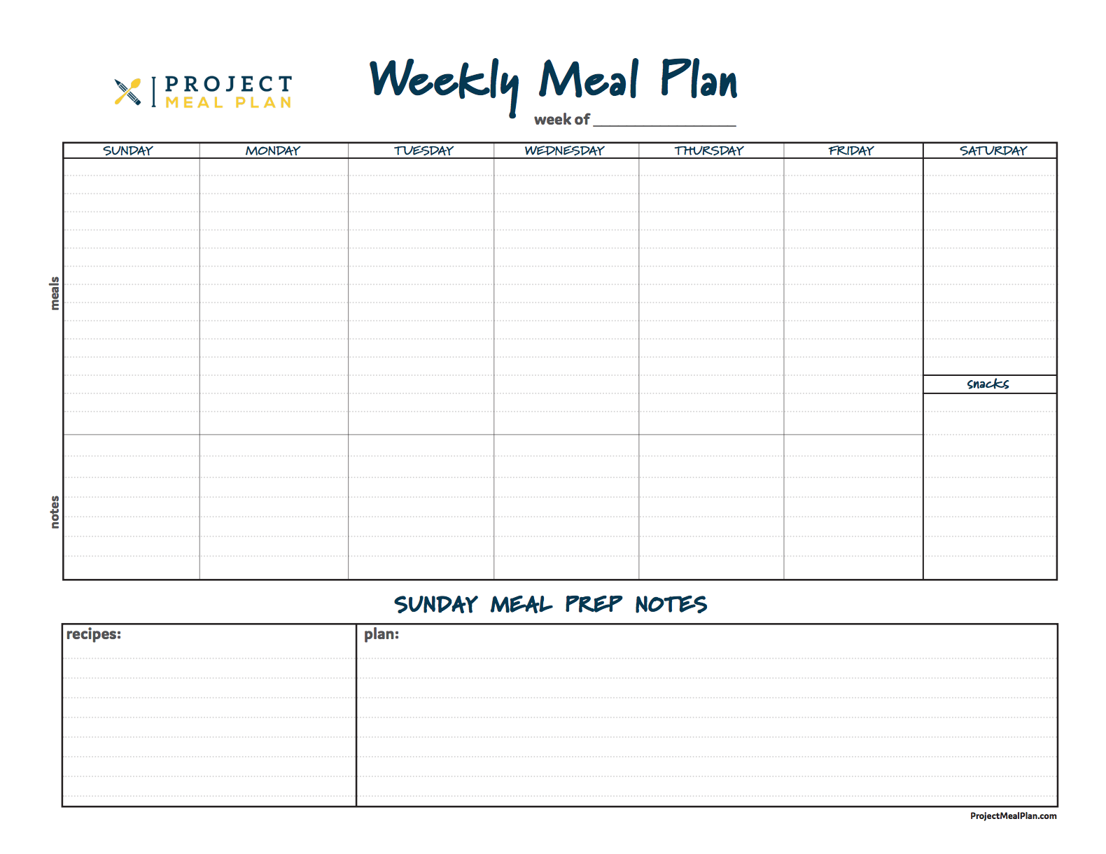 Daily Meal Planner Template from projectmealplan.com