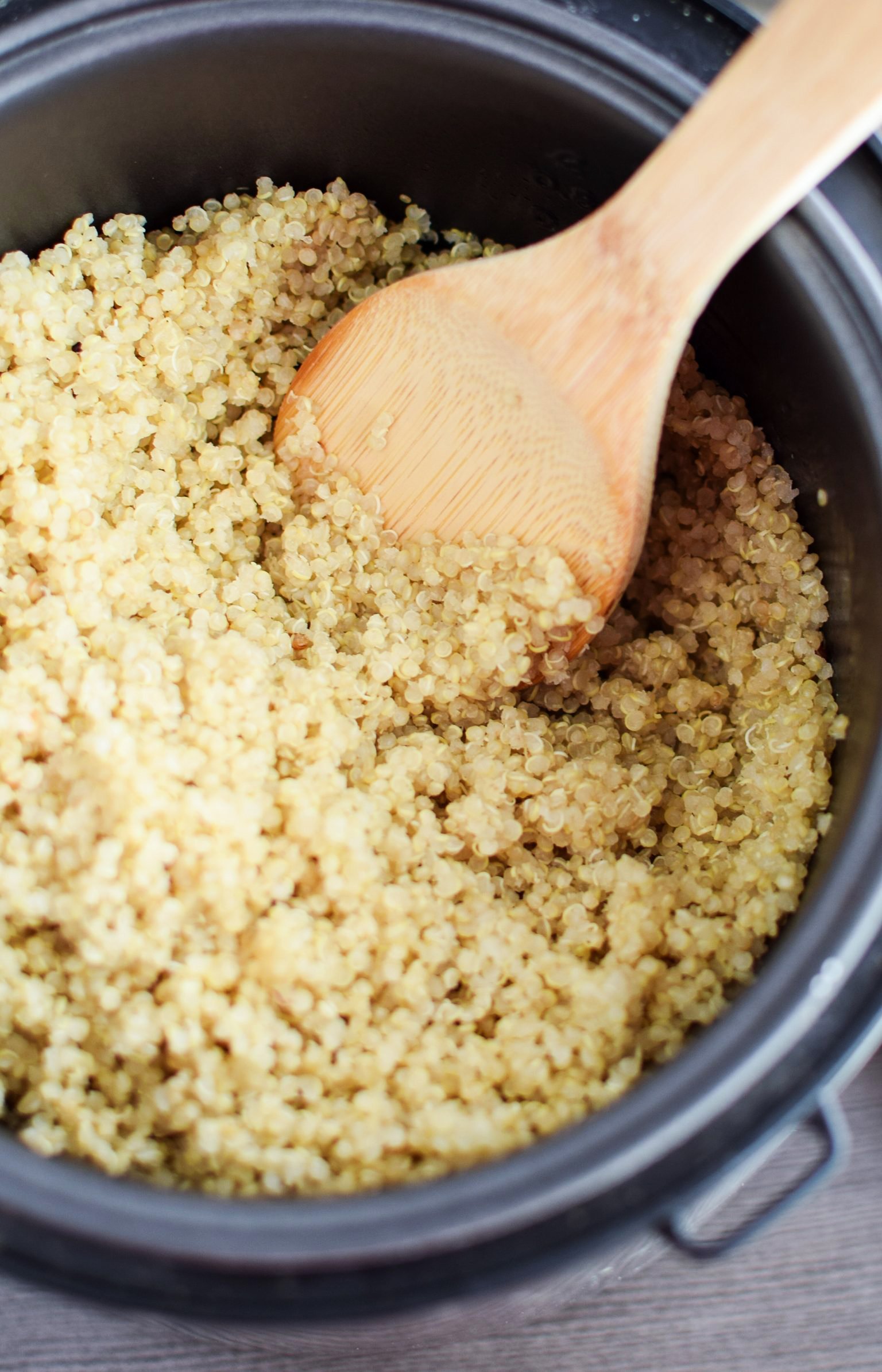 Quinoa cooked in a rice cooker.