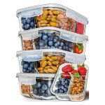 3 compartment glass containers for meal prep.