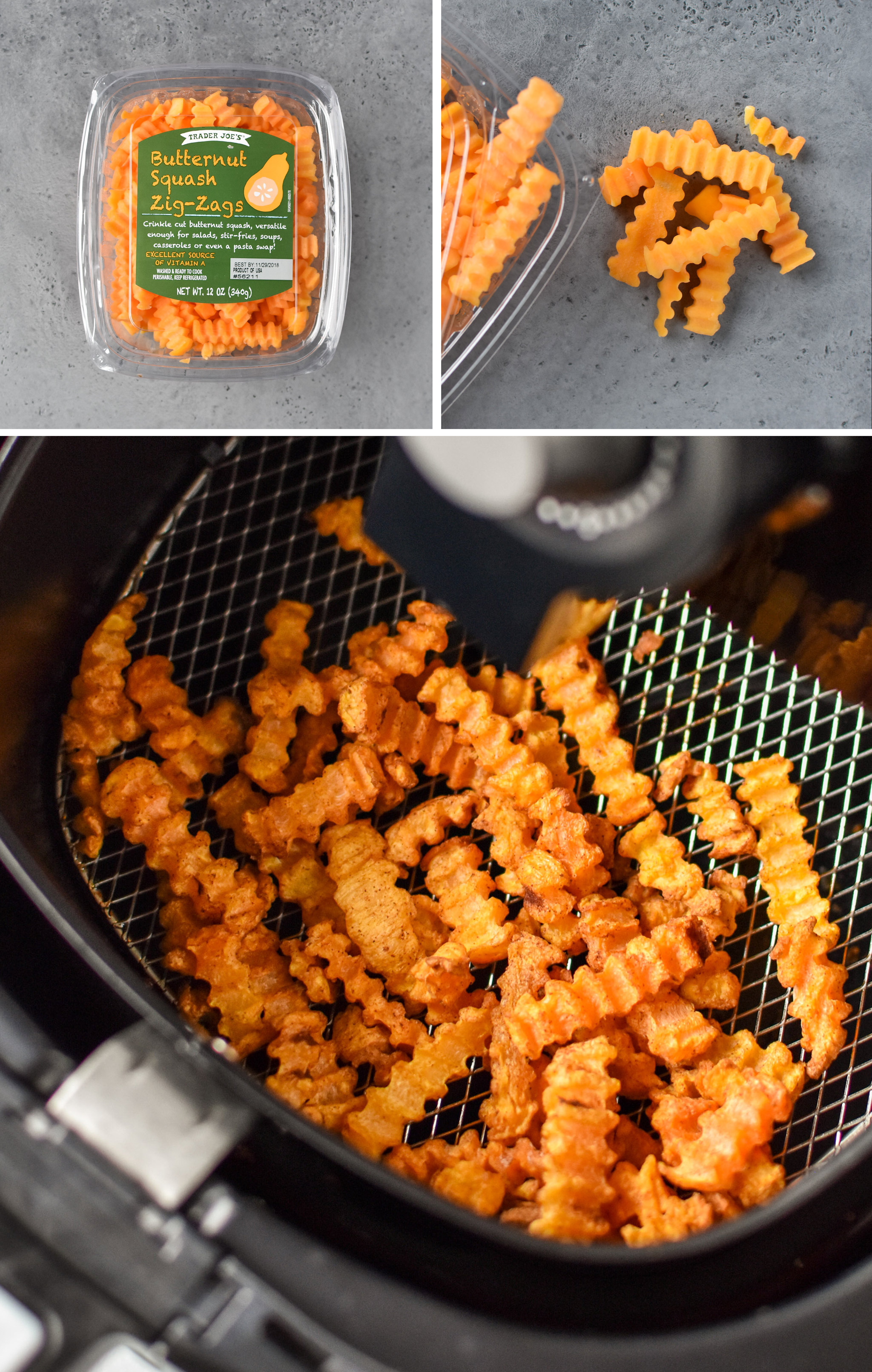 Trader Joe's butternut squash zig zags made in the air fryer
