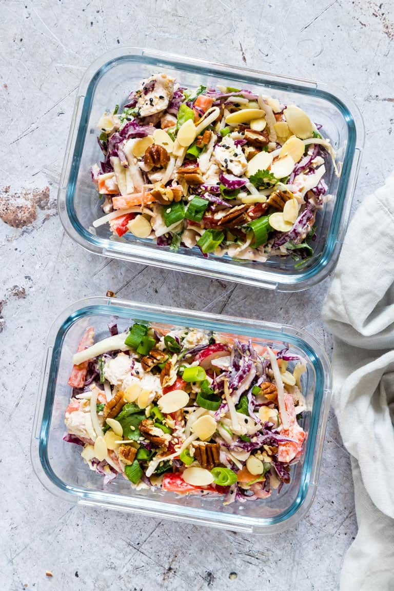 healthy turkey salad in meal prep containers. Meal Prep Lunch Recipes