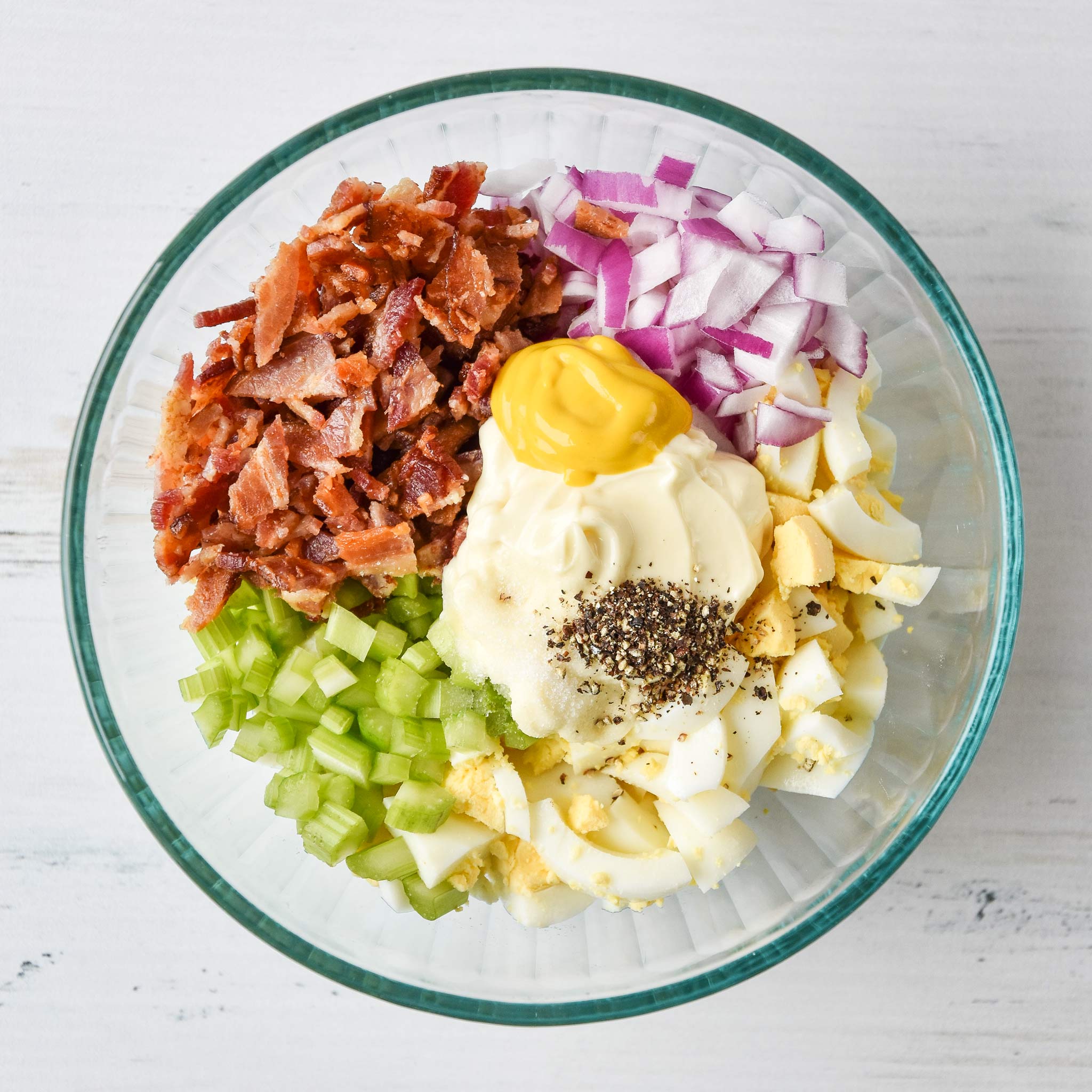 ingredients in the whole30 egg salad with bacon