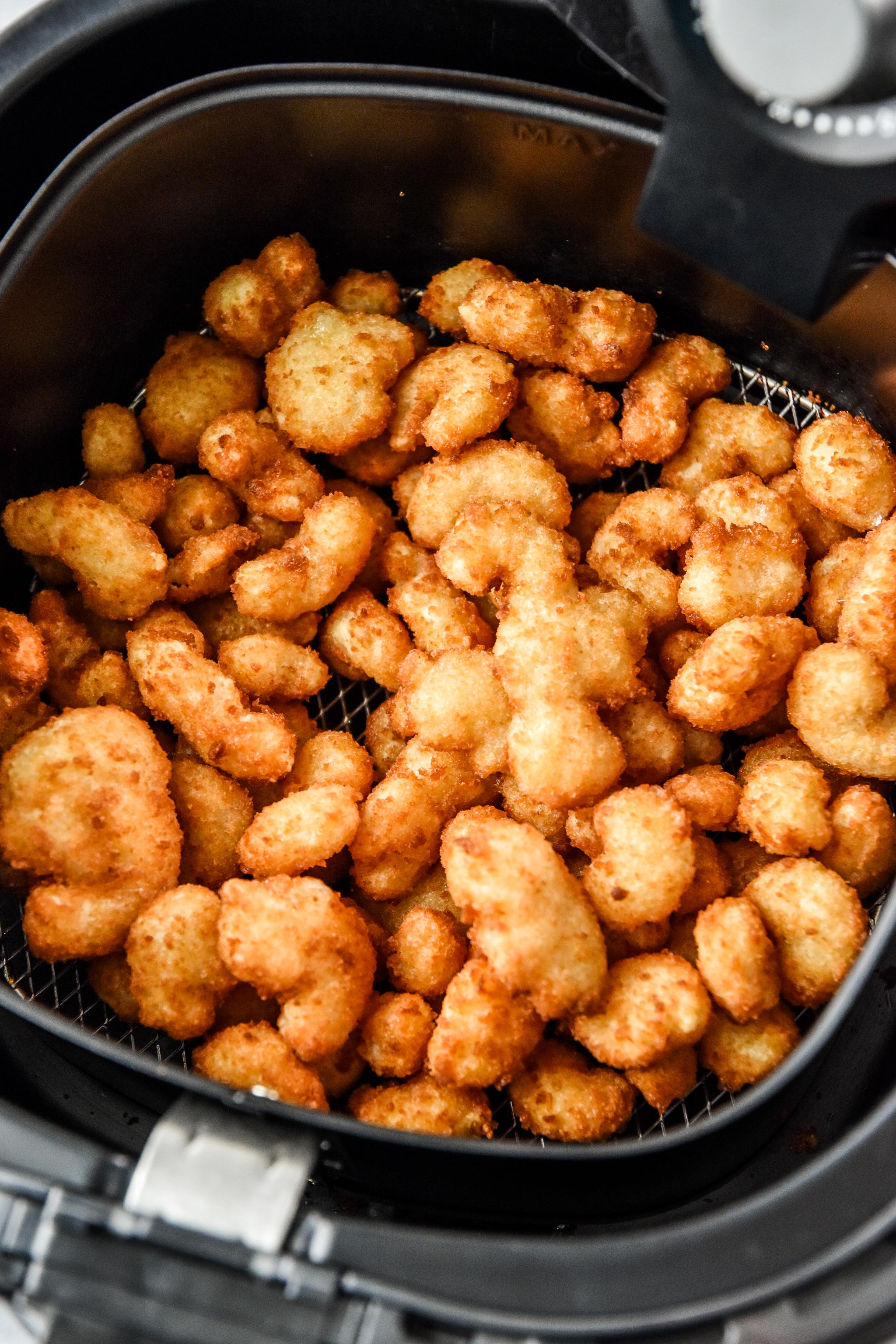 popcorn breaded shrimp that were cooked in an air fryer