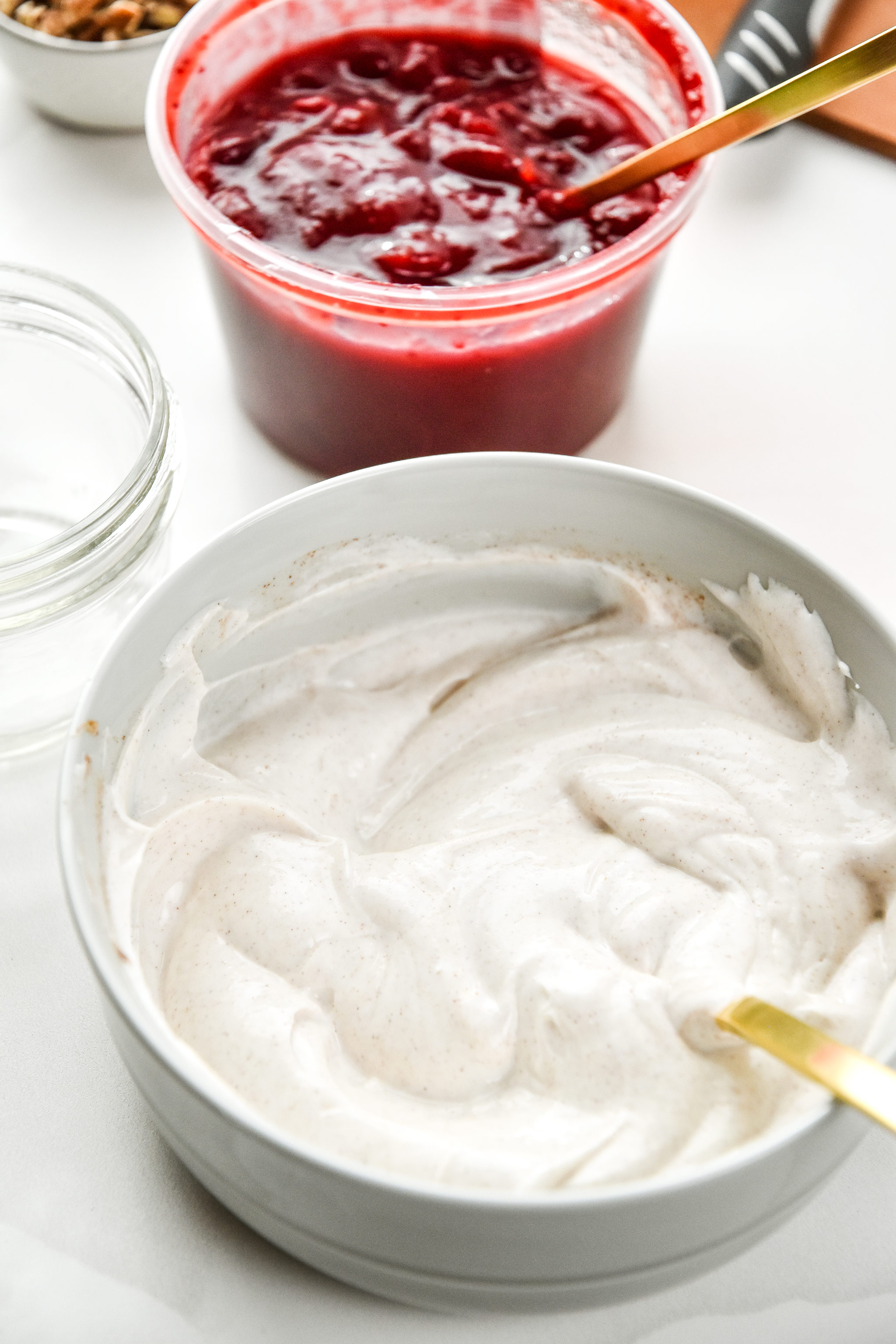 mixed cinnamon orange yogurt for the cranberry yogurt parfaits