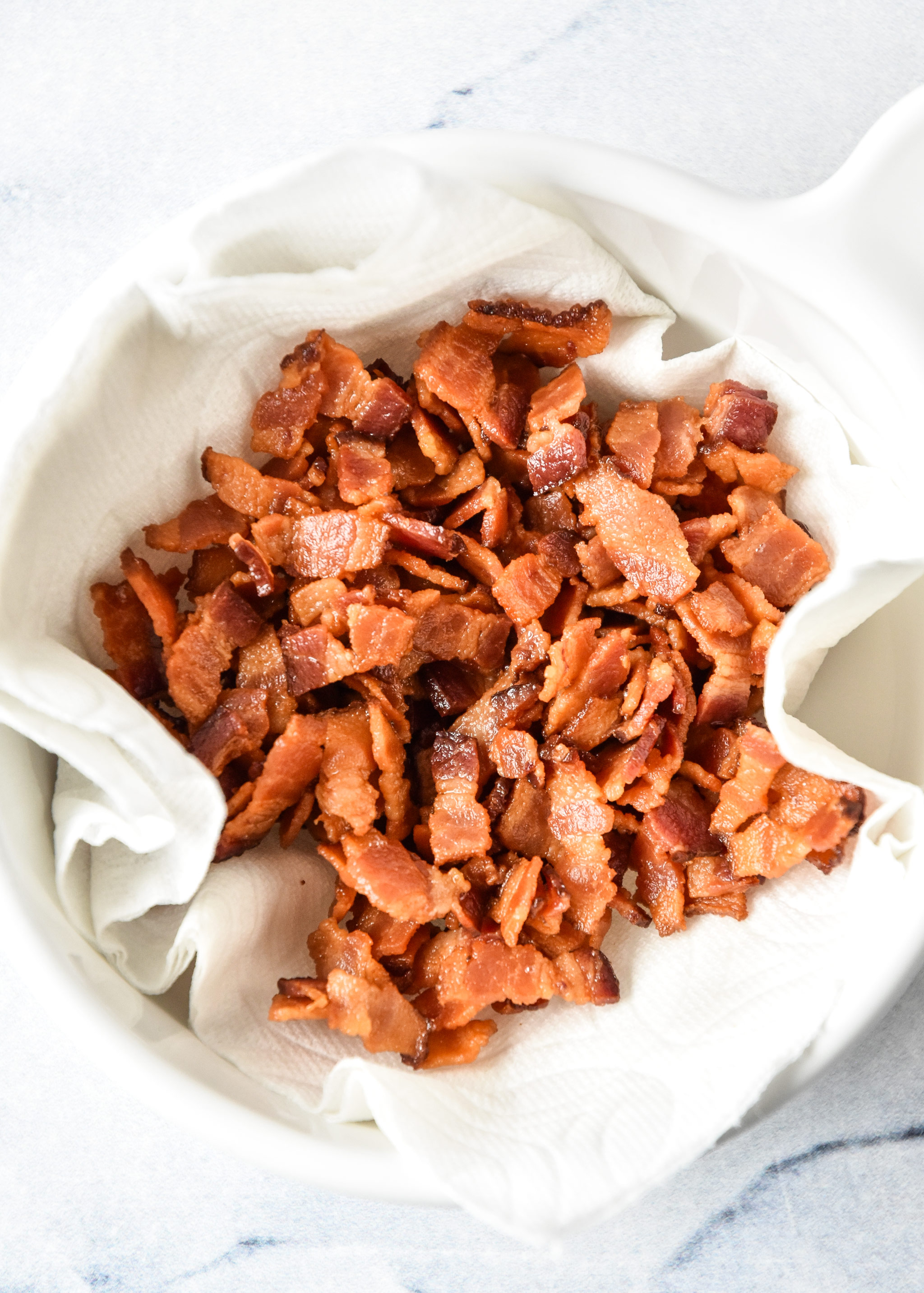 homemade bacon bits made on the stovetop