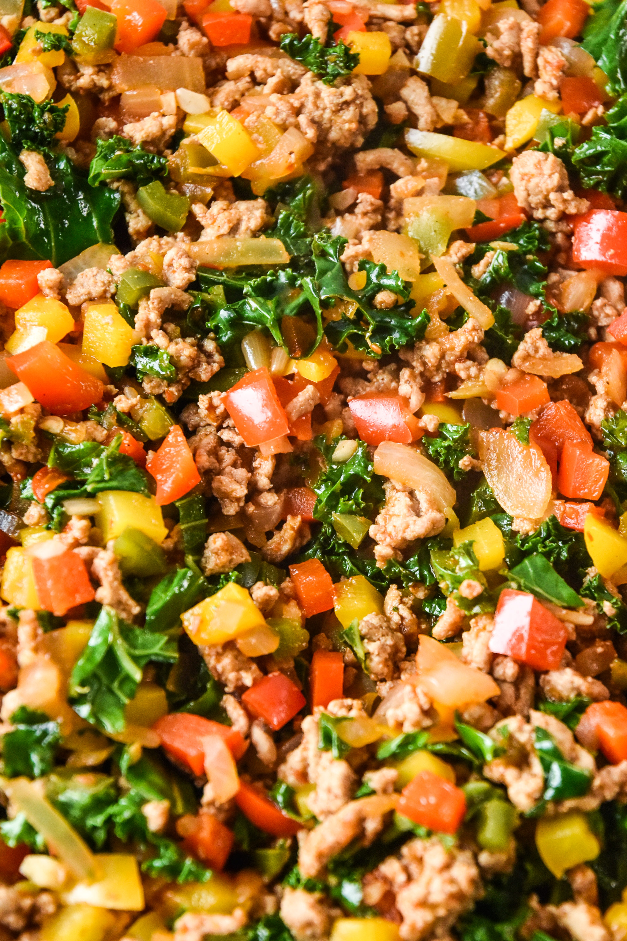 zoomed in view of the chipotle ground turkey skillet mixture
