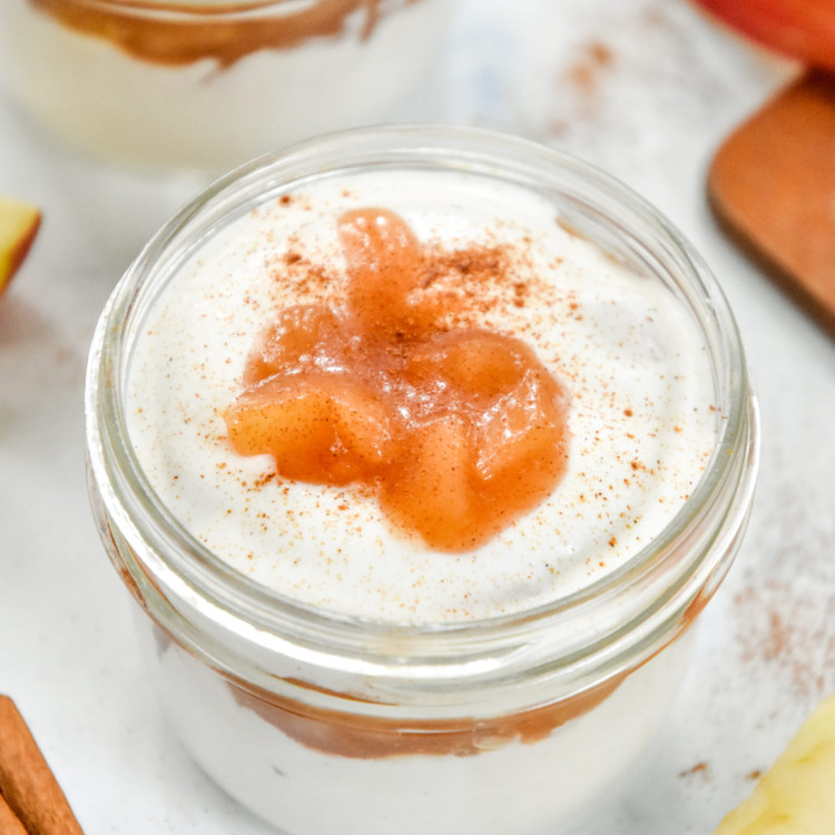 cinnamon apple whipped yogurt cups in mason jars