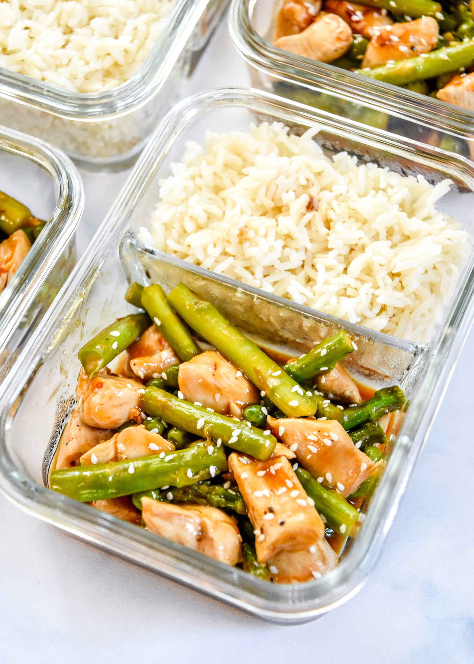 Meal Prep Spicy Chicken and Asparagus Rice Bowls