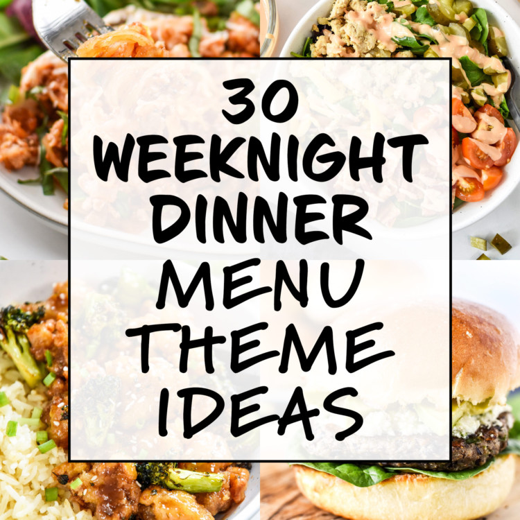cover for 30 weeknight dinner menu theme ideas