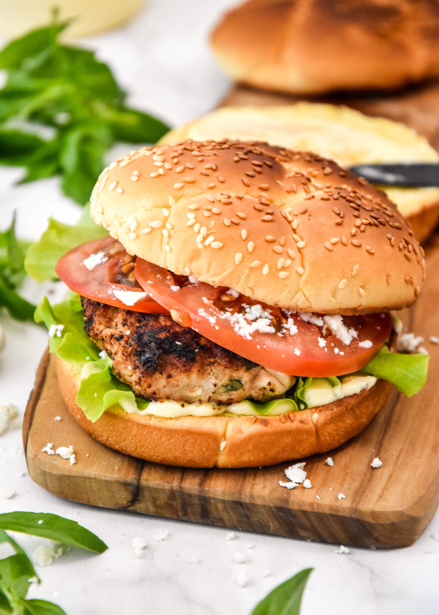 Feta Basil Turkey Burgers