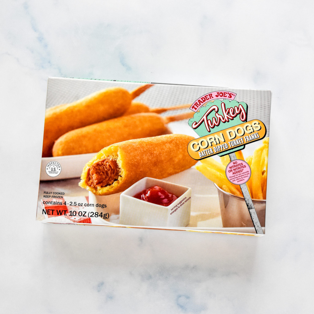 box of frozen corn dogs.