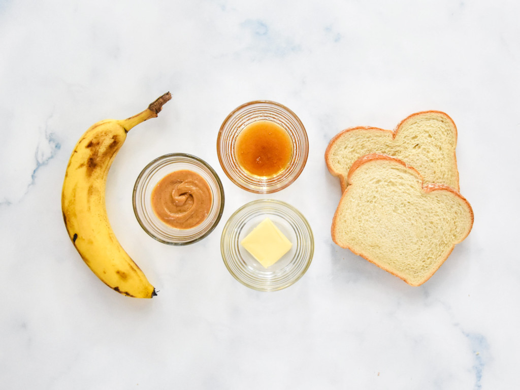 ingredients to make the peanut butter banana air fryer sandwich.