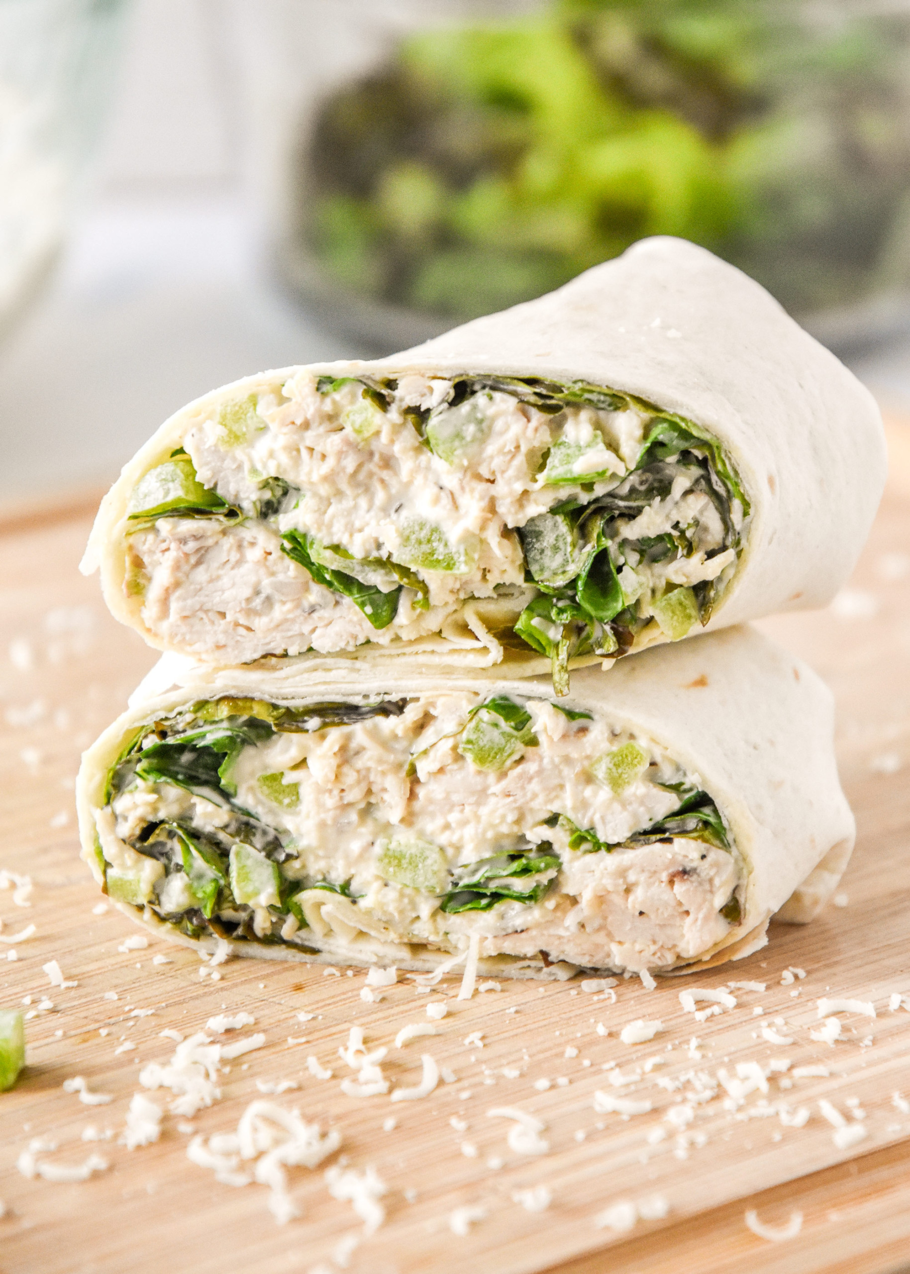 Caesar Chicken Salad Lunch Wraps