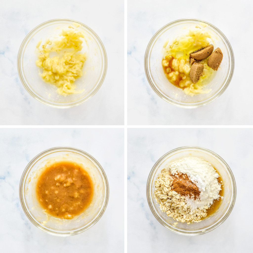 step by step of mixing the cookie dough for the air fryer cookie.