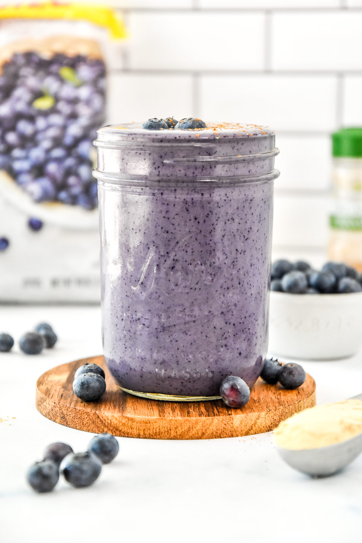 Peanut Butter Powder Blueberry Cinnamon Smoothie