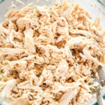 baked shredded chicken breast in a bowl.