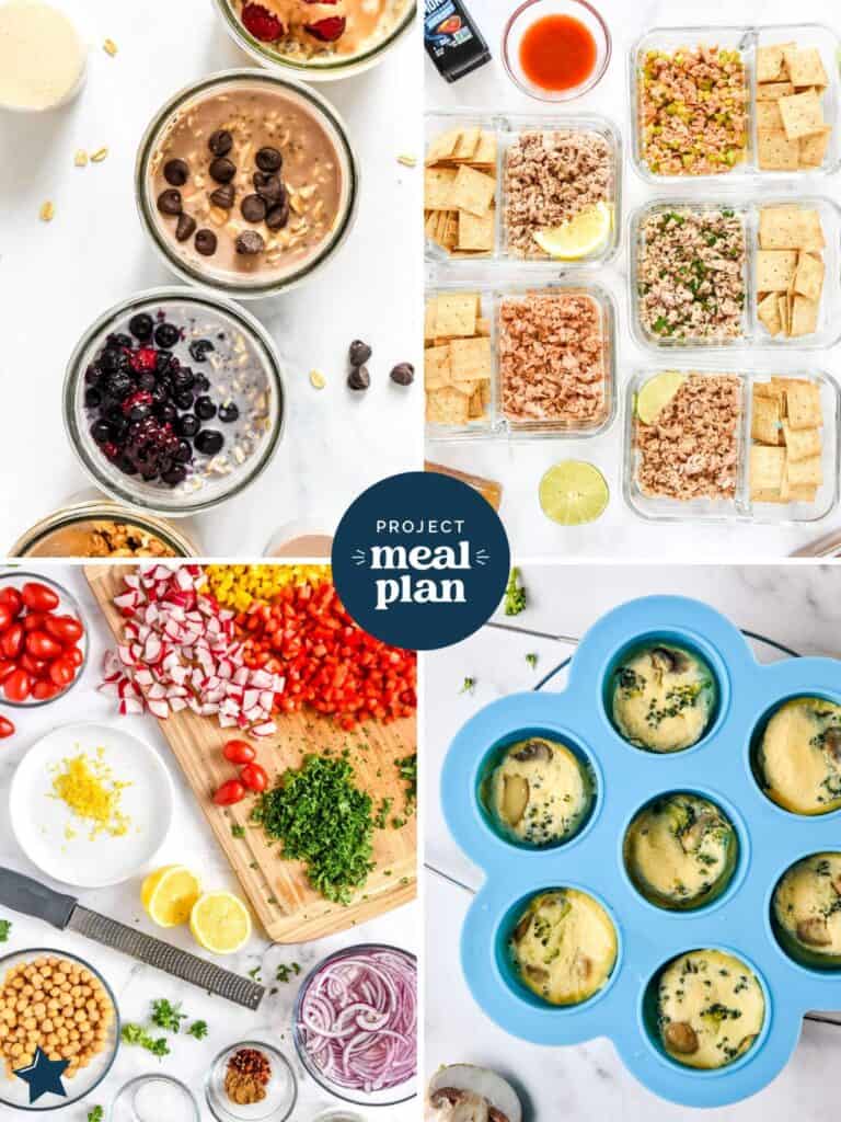 cover image collage for the best breakfast and lunch meal prep ideas for hot weather.