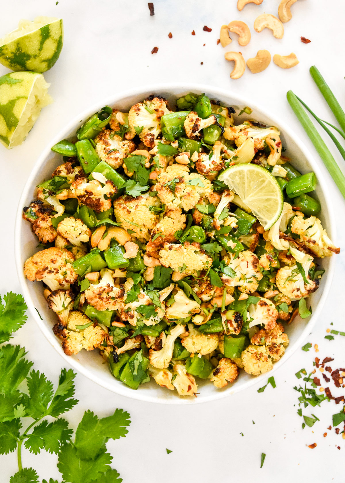 Chili Lime Roasted Cauliflower Salad