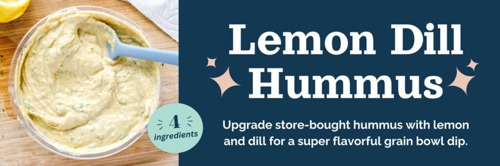 decorative banner image for lemon dill hummus in the dressing directory.