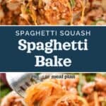 decorative pin image for spaghetti squash spaghetti bake.