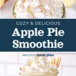 decorative pin image for cozy apple pie smoothie.