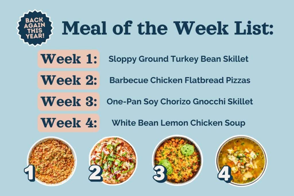 meal of the week image with text.