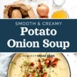 decorative pin image for Creamy Potato Onion Soup.