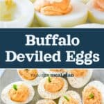 decorative pin image with text for buffalo deviled eggs.