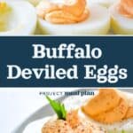 decorative pin image with text for buffalo deviled eggs.