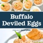 decorative pin image with text for buffalo deviled eggs.