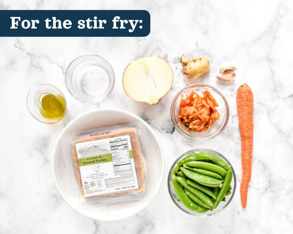 ingredients on the table before starting to cook the stir fry.