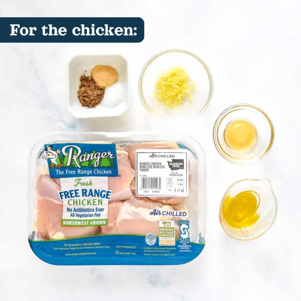 raw chicken thighs and marinade ingredients before starting to cook.