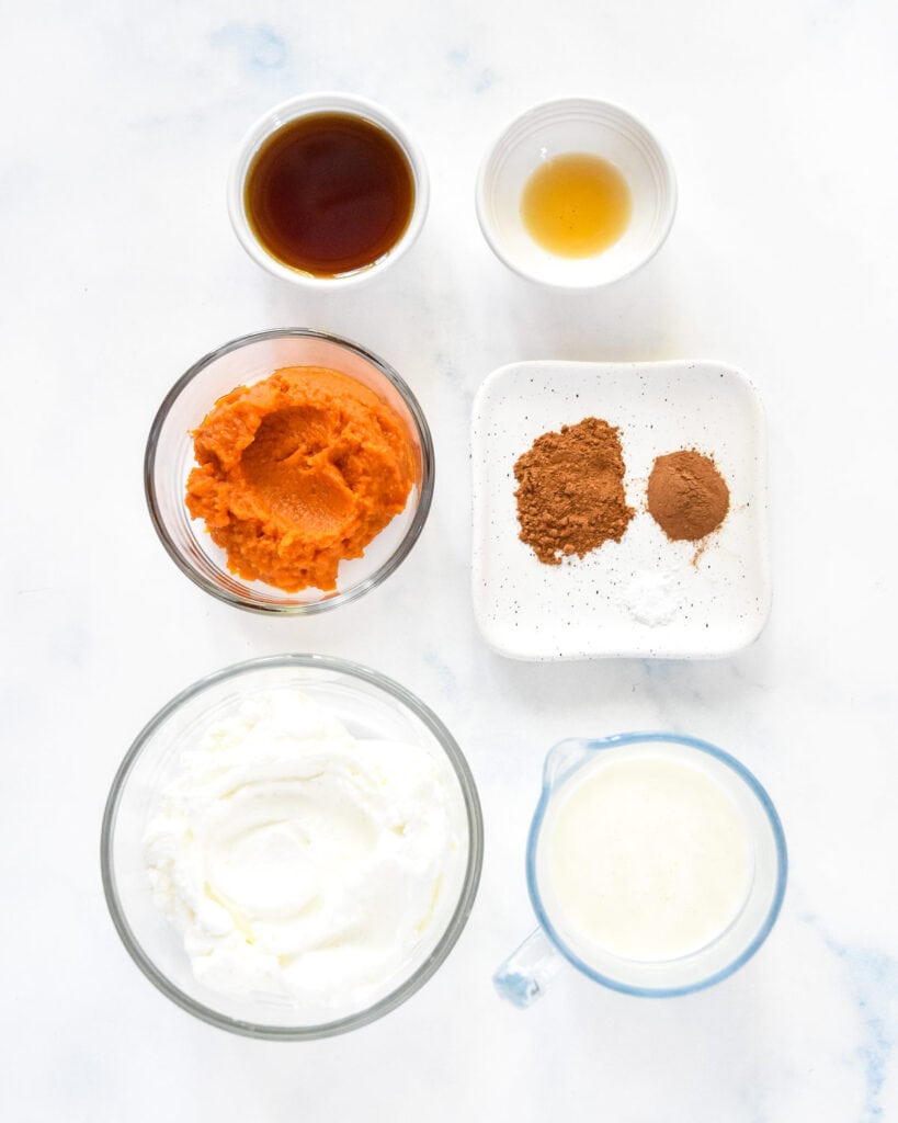 ingredients required to make pumpkin spice whipped greek yogurt.